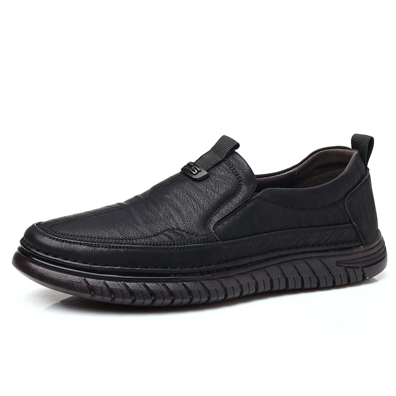Slip-On Genuine Leather Loafers: Breathable Soft Calfskin, Cloud Cushion Sole for Driving & Business Casual