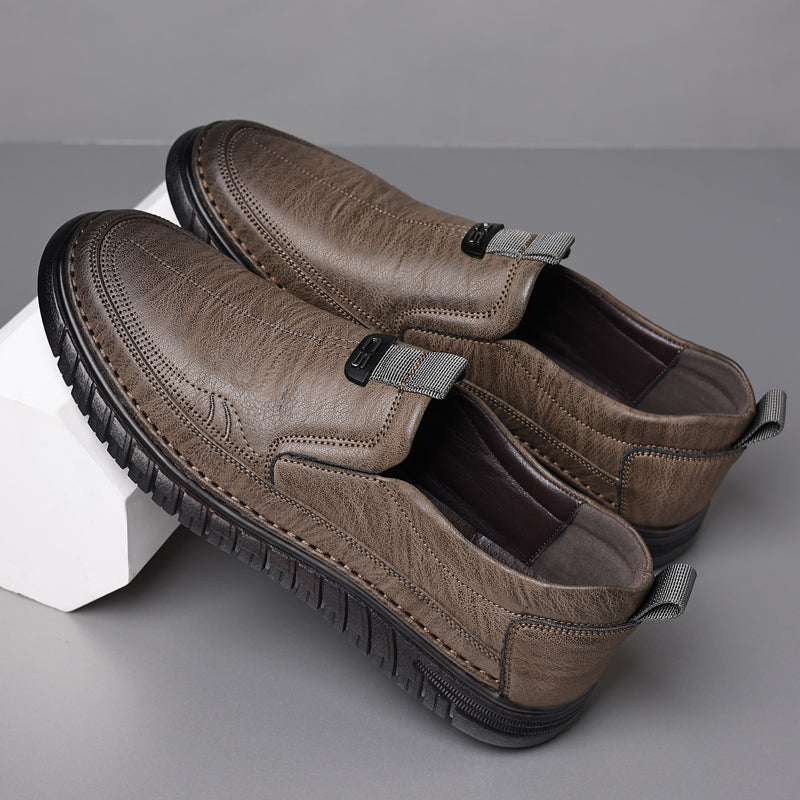 Slip-On Genuine Leather Loafers: Breathable Soft Calfskin, Cloud Cushion Sole for Driving & Business Casual