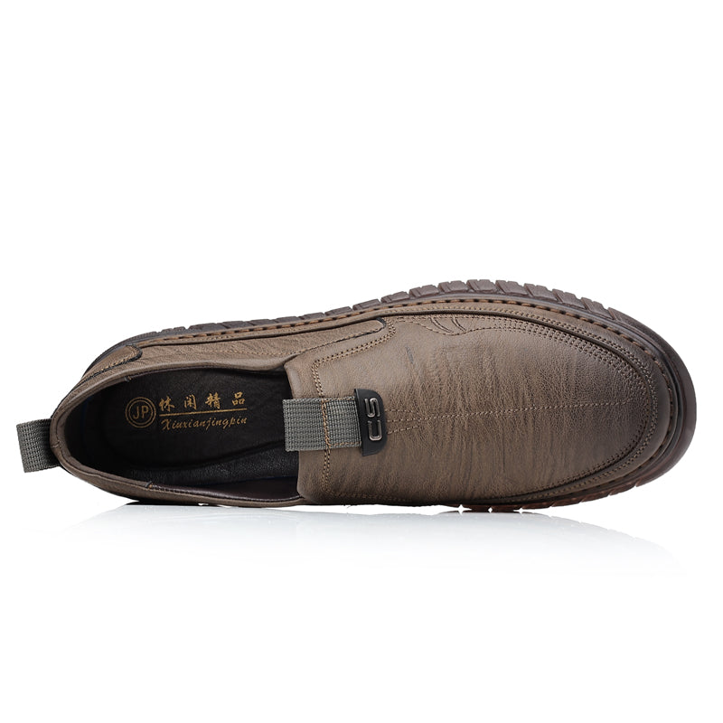 Slip-On Genuine Leather Loafers: Breathable Soft Calfskin, Cloud Cushion Sole for Driving & Business Casual