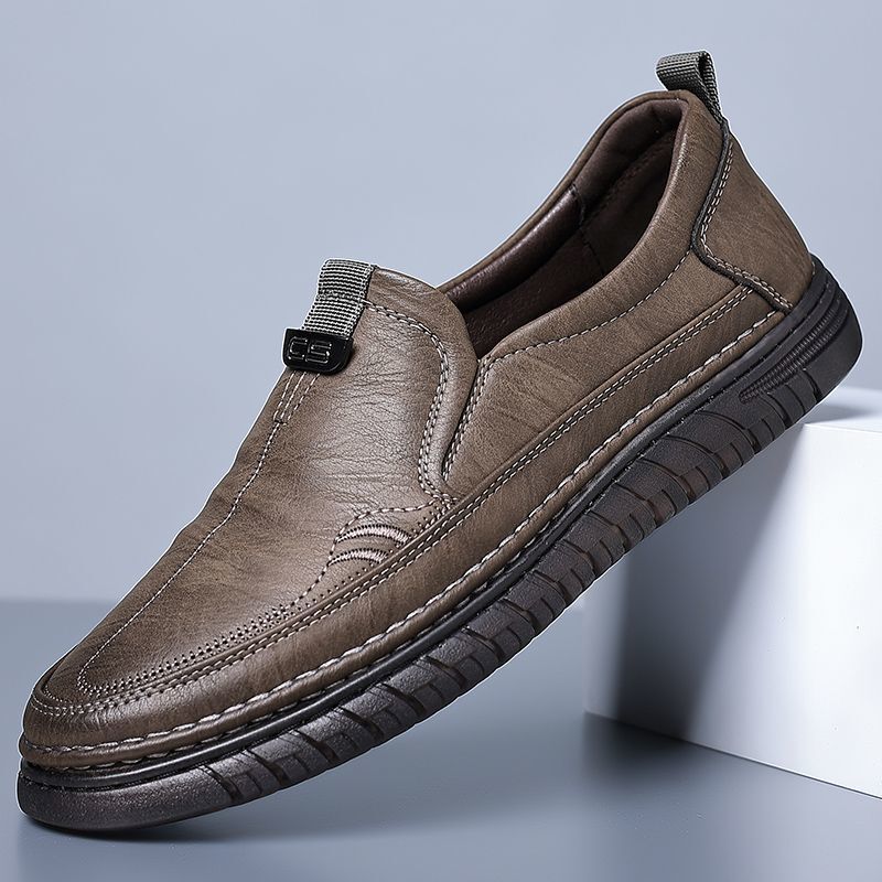 Slip-On Genuine Leather Loafers: Breathable Soft Calfskin, Cloud Cushion Sole for Driving & Business Casual