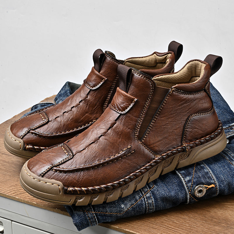 Limited Time Sale 70% OFF – Men’s Retro Leather Zip Boots Built for Comfort, Wide Toe, Arch Support, Pressure Relief, Waterproof for Every Season