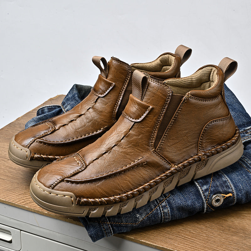 Limited Time Sale 70% OFF – Men’s Retro Leather Zip Boots Built for Comfort, Wide Toe, Arch Support, Pressure Relief, Waterproof for Every Season