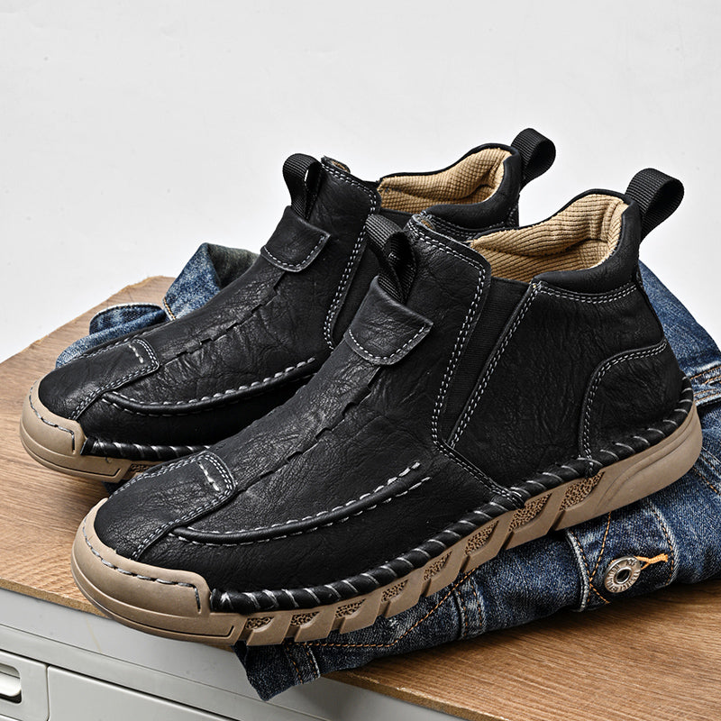 Limited Time Sale 70% OFF – Men’s Retro Leather Zip Boots Built for Comfort, Wide Toe, Arch Support, Pressure Relief, Waterproof for Every Season