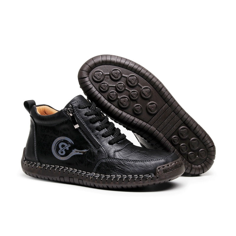 Men’s Vintage Motorcycle Work Boots – Handcrafted, Waterproof, Slip-Resistant, Durable Outdoor Footwear