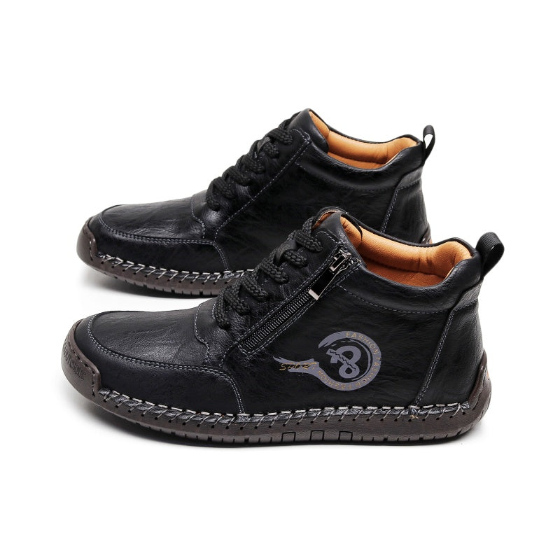 Men’s Vintage Motorcycle Work Boots – Handcrafted, Waterproof, Slip-Resistant, Durable Outdoor Footwear