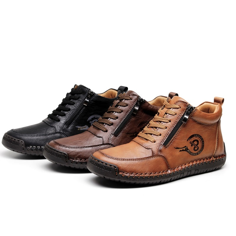 Men’s Vintage Motorcycle Work Boots – Handcrafted, Waterproof, Slip-Resistant, Durable Outdoor Footwear