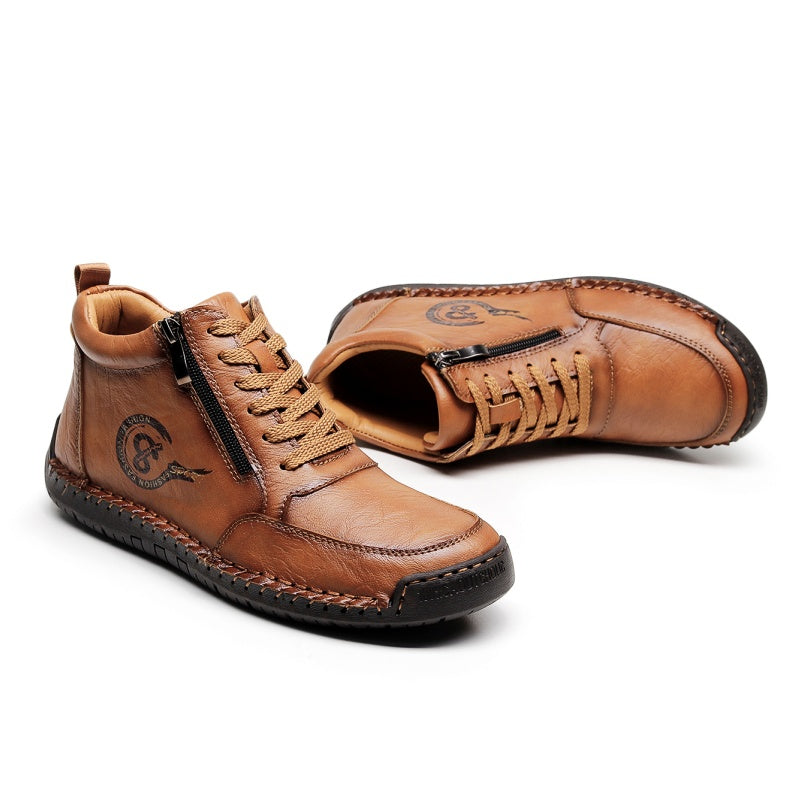 Men’s Vintage Motorcycle Work Boots – Handcrafted, Waterproof, Slip-Resistant, Durable Outdoor Footwear