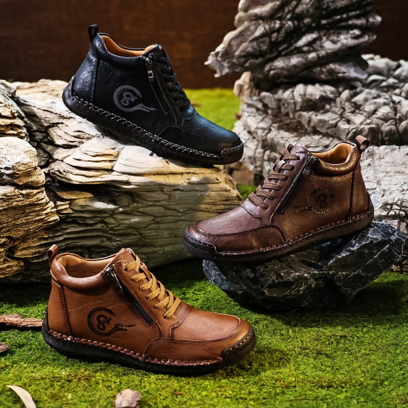 Men’s Vintage Motorcycle Work Boots – Handcrafted, Waterproof, Slip-Resistant, Durable Outdoor Footwear