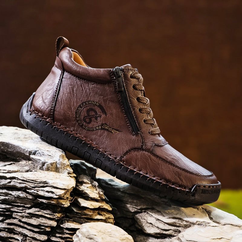 Men’s Vintage Motorcycle Work Boots – Handcrafted, Waterproof, Slip-Resistant, Durable Outdoor Footwear