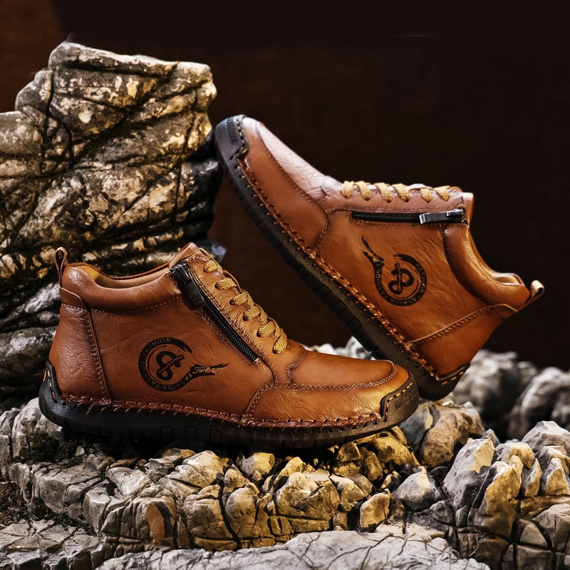 Men’s Vintage Motorcycle Work Boots – Handcrafted, Waterproof, Slip-Resistant, Durable Outdoor Footwear