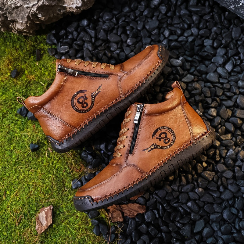 Men’s Vintage Motorcycle Work Boots – Handcrafted, Waterproof, Slip-Resistant, Durable Outdoor Footwear