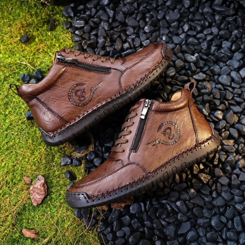 Men’s Vintage Motorcycle Work Boots – Handcrafted, Waterproof, Slip-Resistant, Durable Outdoor Footwear