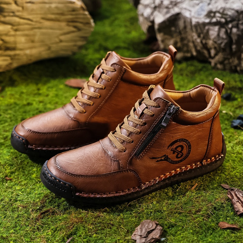 Men’s Vintage Motorcycle Work Boots – Handcrafted, Waterproof, Slip-Resistant, Durable Outdoor Footwear