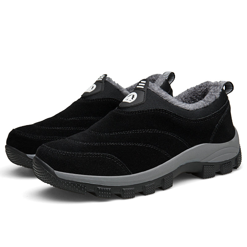 Men's Slip-On Fleece-Lined Hiking Shoes - Winter Warmth & Anti-Slip Grip