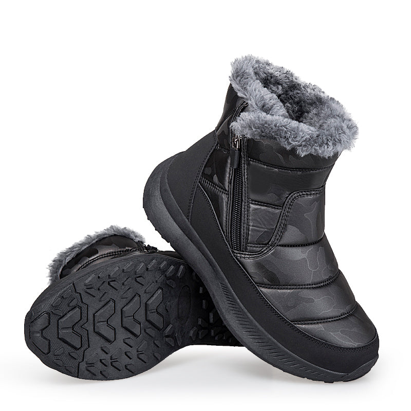 Men’s Puffer Winter Boots – Windproof & Waterproof, Non-Slip, Warm Fur-Lined Easy-Zip Snow Boots
