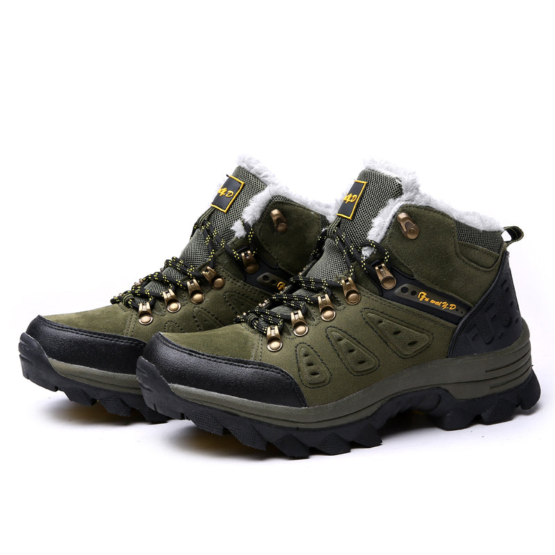 Men’s Warm-Lined Wide Fit Hiking Shoes – Waterproof, Non-Slip & Cushioned Arch Support for Winter Comfort