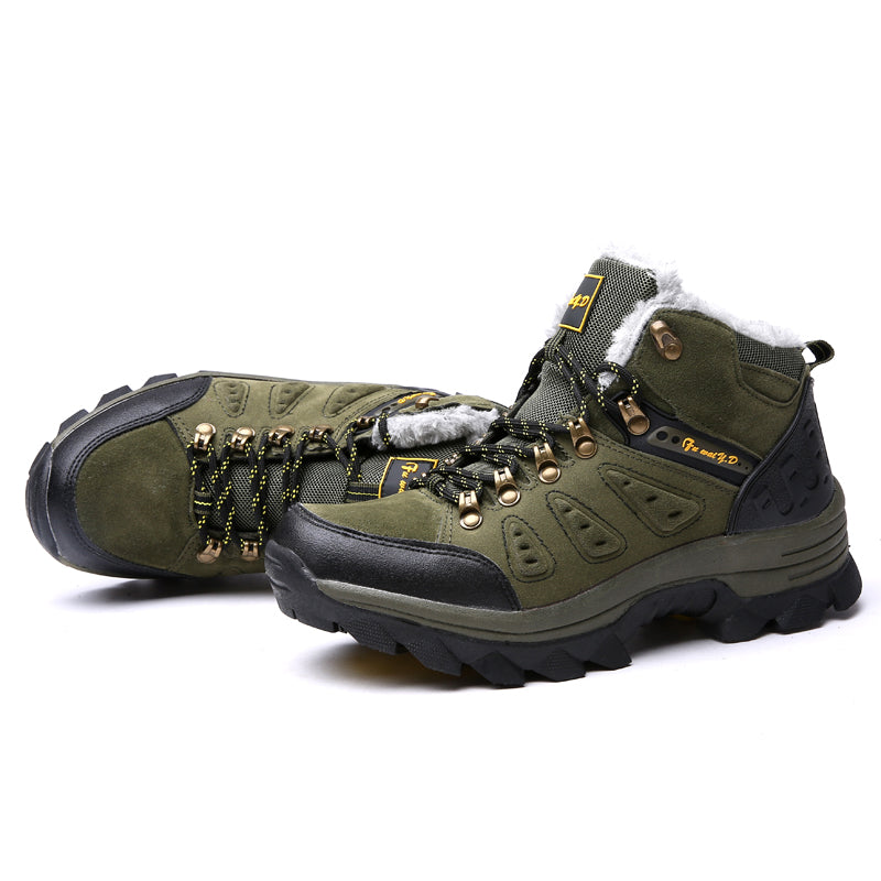 Men’s Warm-Lined Wide Fit Hiking Shoes – Waterproof, Non-Slip & Cushioned Arch Support for Winter Comfort