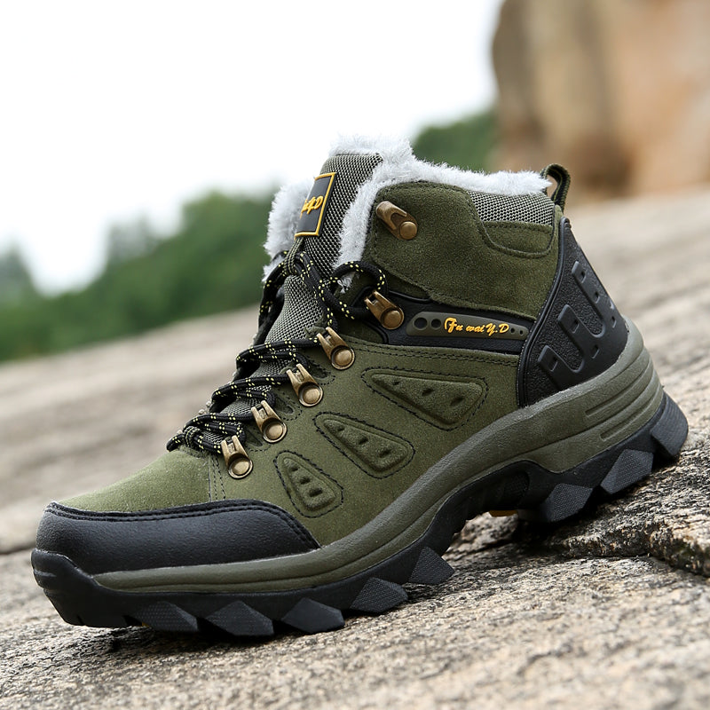 Men’s Warm-Lined Wide Fit Hiking Shoes – Waterproof, Non-Slip & Cushioned Arch Support for Winter Comfort