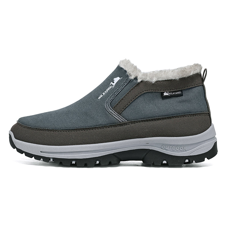 (⏰ Almost Gone!!!) Men's Outdoor Slip-on Warm Hiking Boots - Waterproof, Slip-resistant, Puncture-resistant - Arch Support, Wide Toe - Suitable for Everyday Wear and Outdoor Adventures
