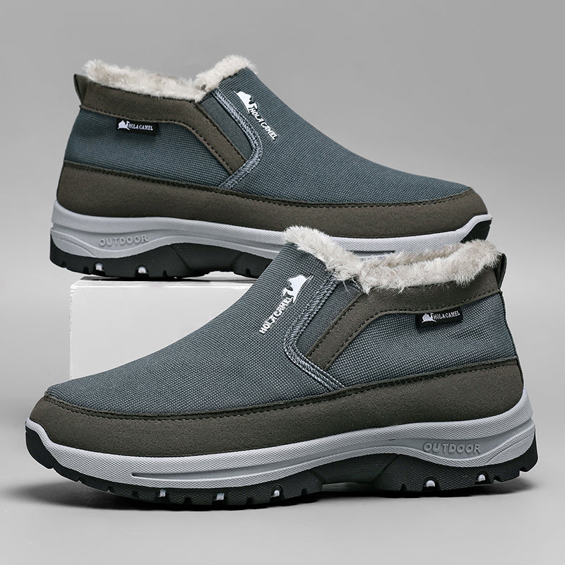 (⏰ Almost Gone!!!) Men's Outdoor Slip-on Warm Hiking Boots - Waterproof, Slip-resistant, Puncture-resistant - Arch Support, Wide Toe - Suitable for Everyday Wear and Outdoor Adventures