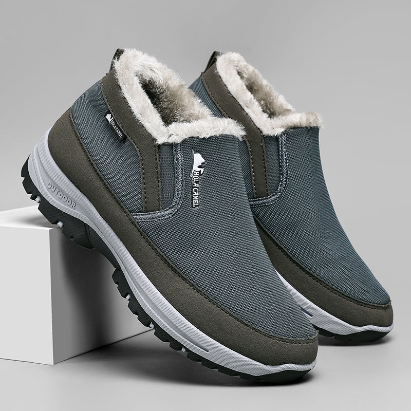 (⏰ Almost Gone!!!) Men's Outdoor Slip-on Warm Hiking Boots - Waterproof, Slip-resistant, Puncture-resistant - Arch Support, Wide Toe - Suitable for Everyday Wear and Outdoor Adventures