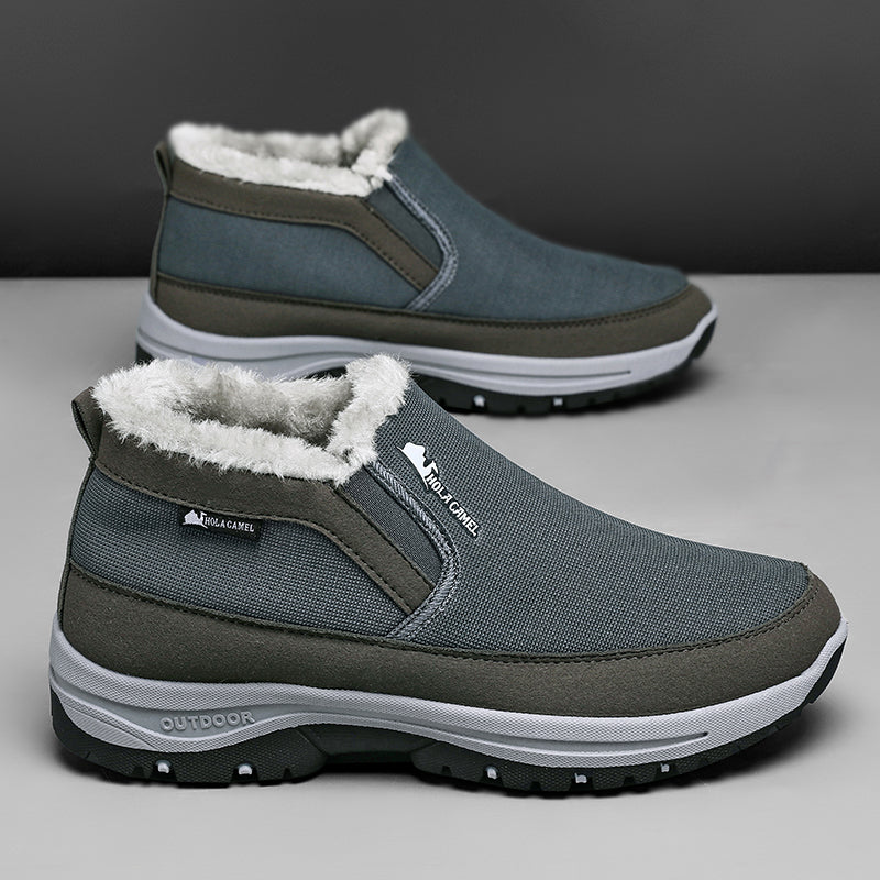 (⏰ Almost Gone!!!) Men's Outdoor Slip-on Warm Hiking Boots - Waterproof, Slip-resistant, Puncture-resistant - Arch Support, Wide Toe - Suitable for Everyday Wear and Outdoor Adventures