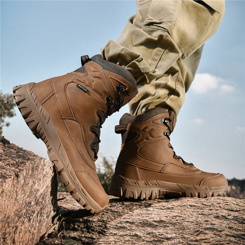 Men's Waterproof Hiking Boots - Breathable Quick-Dry Upper,Mountain Trekking & Outdoor Adventures | All-Terrain Grip & Abrasion-Proof