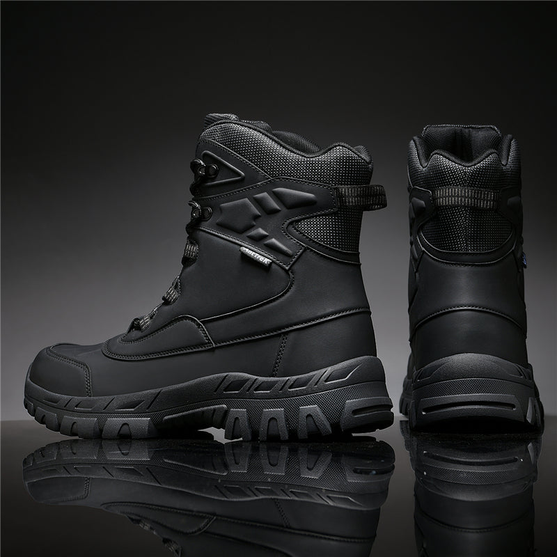 Mens Orthopedic Tactical Boots, Waterproof Leather Wide Toe Hiking Combat Boots with Arch Support, Non-Slip Work Shoes for Trekking Hunting Training