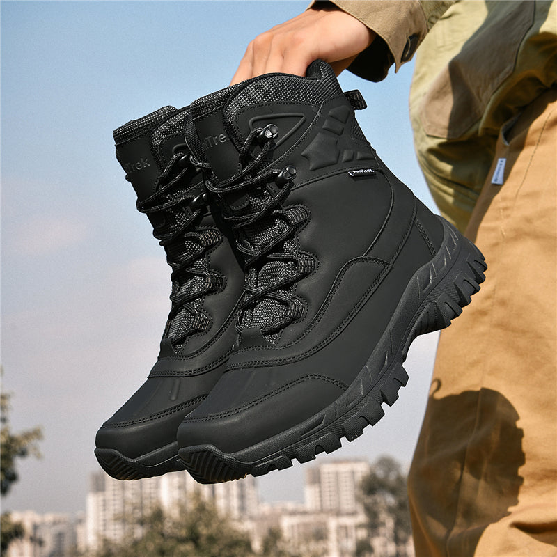 Mens Orthopedic Tactical Boots, Waterproof Leather Wide Toe Hiking Combat Boots with Arch Support, Non-Slip Work Shoes for Trekking Hunting Training