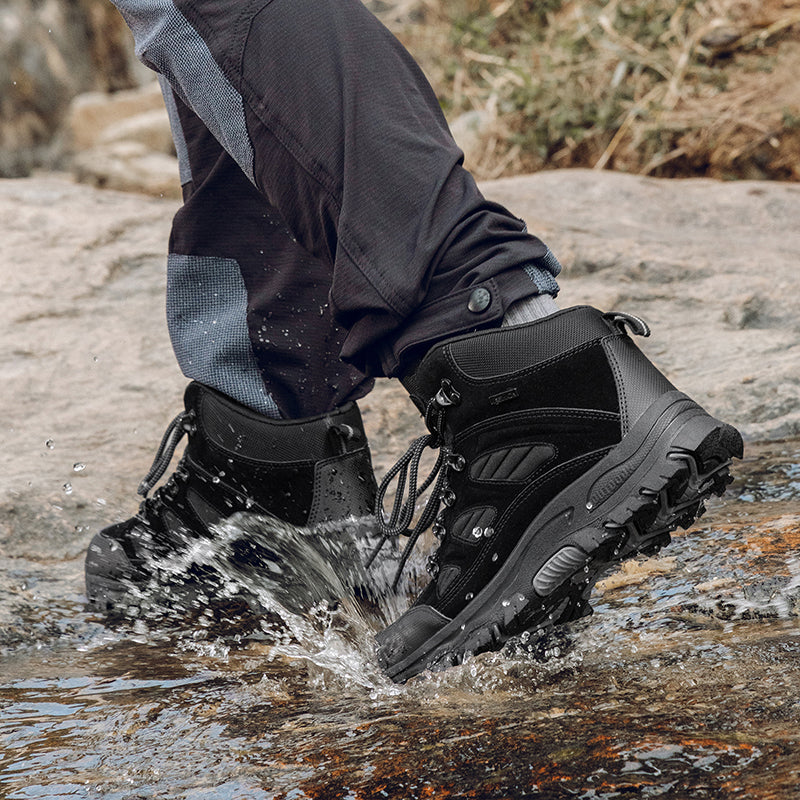 Men's Orthopedic Hiking Boots - Safe and Comfortable Work Boots - Waterproof, Slip-resistant, Impact-resistant, and Puncture-resistant - Wide Toe, Arch Support, and Ankle Support - Money-back Guarantee if ineffective.