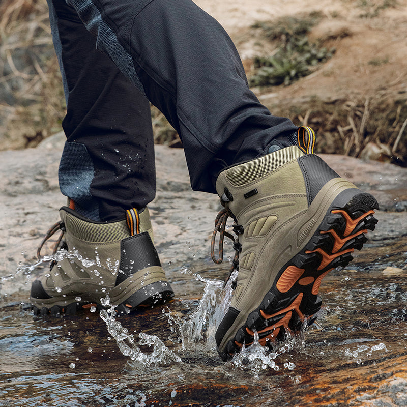 Men's Orthopedic Hiking Boots - Safe and Comfortable Work Boots - Waterproof, Slip-resistant, Impact-resistant, and Puncture-resistant - Wide Toe, Arch Support, and Ankle Support - Money-back Guarantee if ineffective.