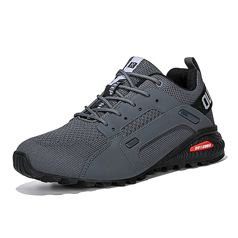 Men’s Outdoor Hiking Shoes – Breathable Mesh Trail Sneakers, Slip-Resistant Durable Outsole, Lightweight Low-Top Lace-Up Walking Shoes