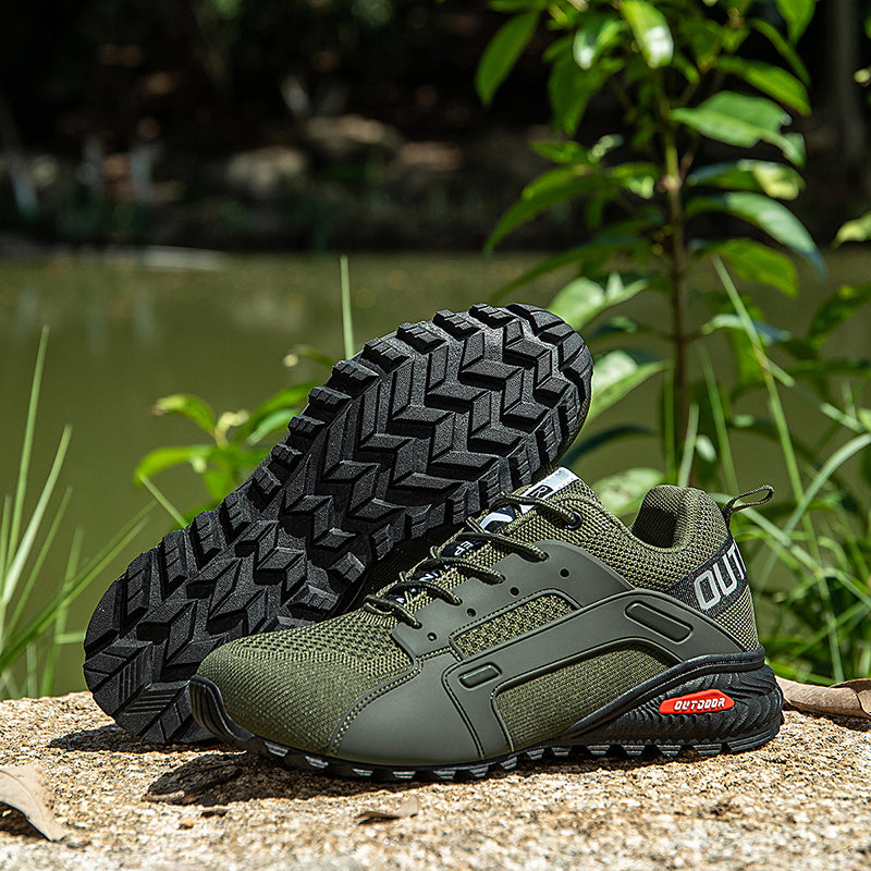 Men’s Outdoor Hiking Shoes – Breathable Mesh Trail Sneakers, Slip-Resistant Durable Outsole, Lightweight Low-Top Lace-Up Walking Shoes