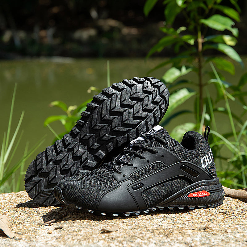 Men’s Outdoor Hiking Shoes – Breathable Mesh Trail Sneakers, Slip-Resistant Durable Outsole, Lightweight Low-Top Lace-Up Walking Shoes