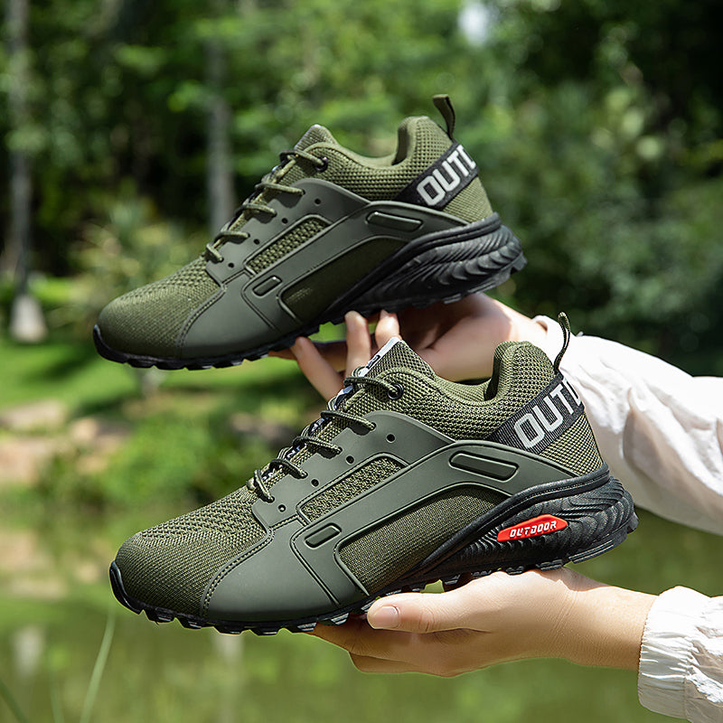 Men’s Outdoor Hiking Shoes – Breathable Mesh Trail Sneakers, Slip-Resistant Durable Outsole, Lightweight Low-Top Lace-Up Walking Shoes