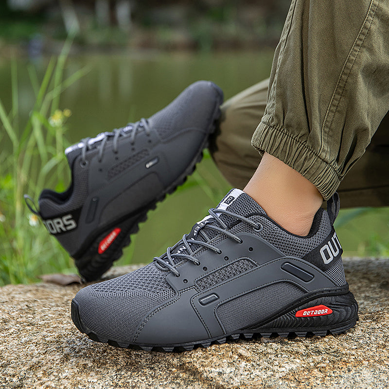 Men’s Outdoor Hiking Shoes – Breathable Mesh Trail Sneakers, Slip-Resistant Durable Outsole, Lightweight Low-Top Lace-Up Walking Shoes