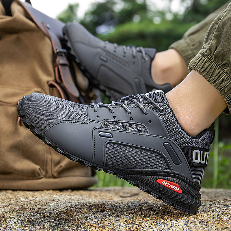 Men’s Outdoor Hiking Shoes – Breathable Mesh Trail Sneakers, Slip-Resistant Durable Outsole, Lightweight Low-Top Lace-Up Walking Shoes