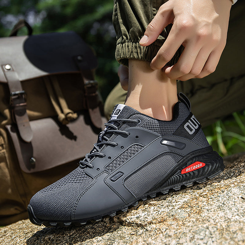 Men’s Outdoor Hiking Shoes – Breathable Mesh Trail Sneakers, Slip-Resistant Durable Outsole, Lightweight Low-Top Lace-Up Walking Shoes