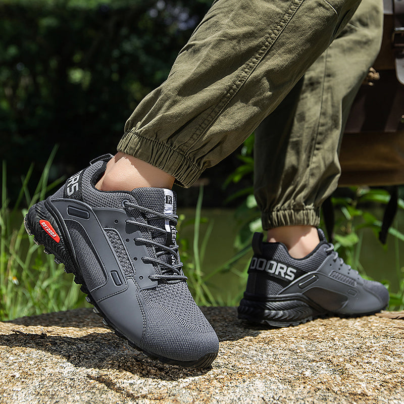 Men’s Outdoor Hiking Shoes – Breathable Mesh Trail Sneakers, Slip-Resistant Durable Outsole, Lightweight Low-Top Lace-Up Walking Shoes