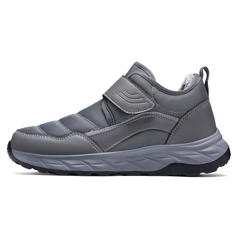 Men’s Winter Waterproof Fleece-Lined Walking Shoes, Wide Fit, Hook-and-Loop Strap, Slip-Resistant Sole, Comfortable Casual Sneakers
