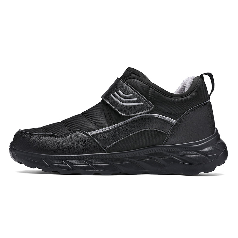 Men’s Winter Waterproof Fleece-Lined Walking Shoes, Wide Fit, Hook-and-Loop Strap, Slip-Resistant Sole, Comfortable Casual Sneakers
