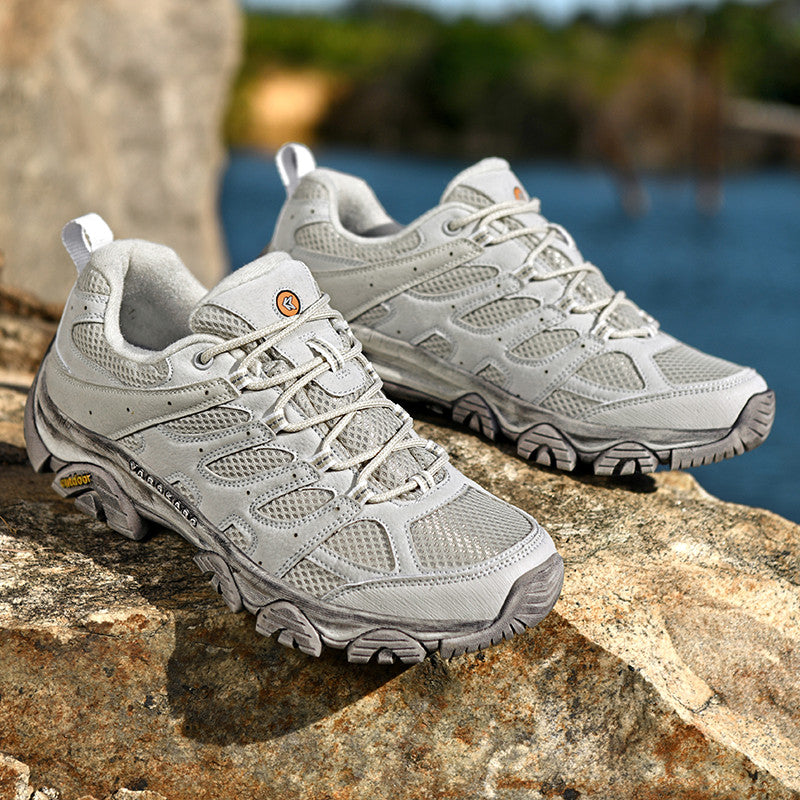 Men’s Hiking Shoes, Breathable Mesh Trail Sneakers, Non-Slip Grip Sole, Low-Top