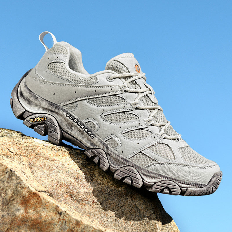 Men’s Hiking Shoes, Breathable Mesh Trail Sneakers, Non-Slip Grip Sole, Low-Top
