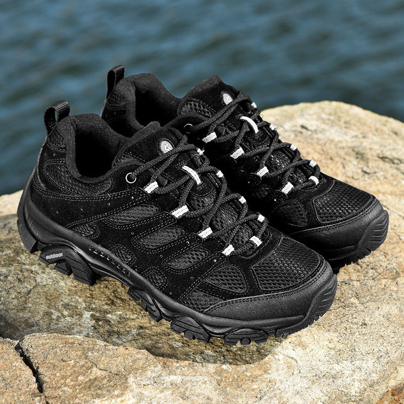 Men’s Hiking Shoes, Breathable Mesh Trail Sneakers, Non-Slip Grip Sole, Low-Top