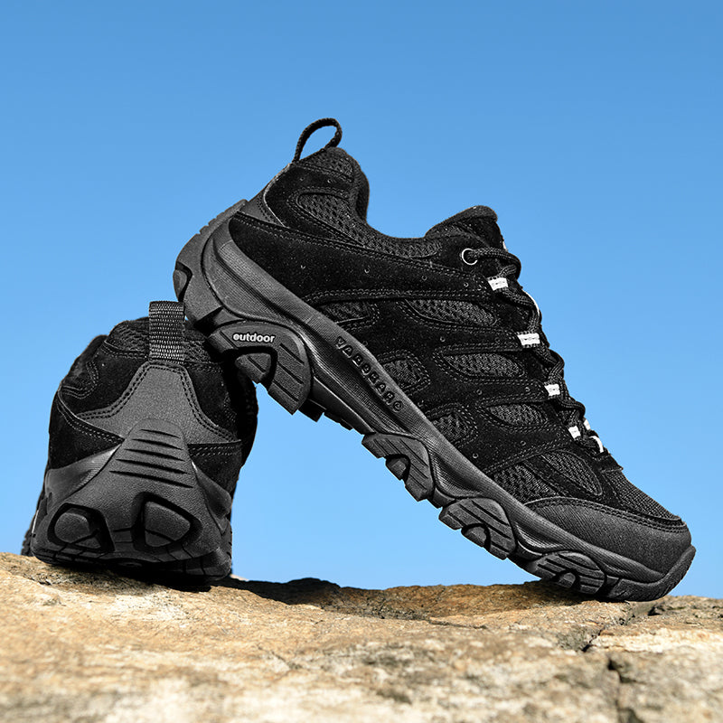 Men’s Hiking Shoes, Breathable Mesh Trail Sneakers, Non-Slip Grip Sole, Low-Top
