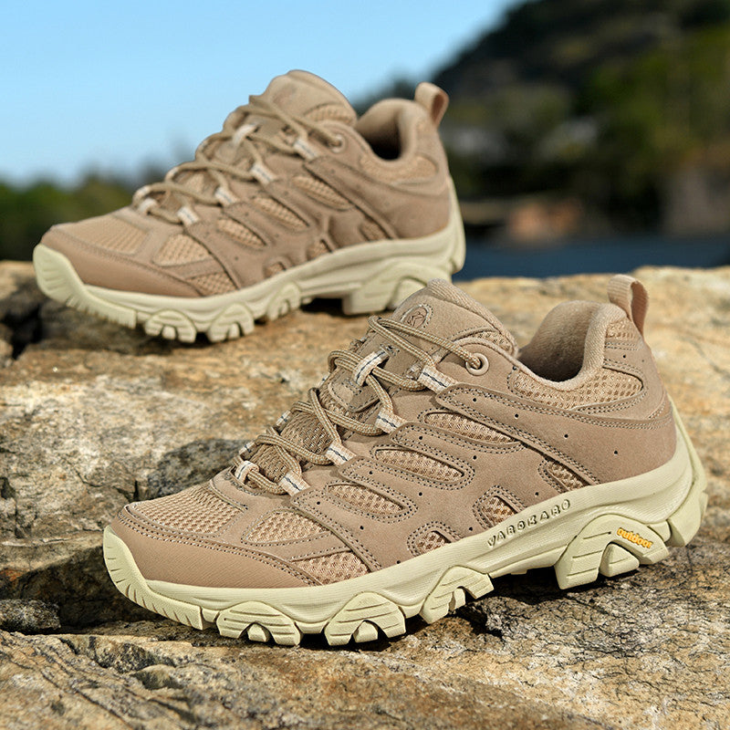 Men’s Hiking Shoes, Breathable Mesh Trail Sneakers, Non-Slip Grip Sole, Low-Top