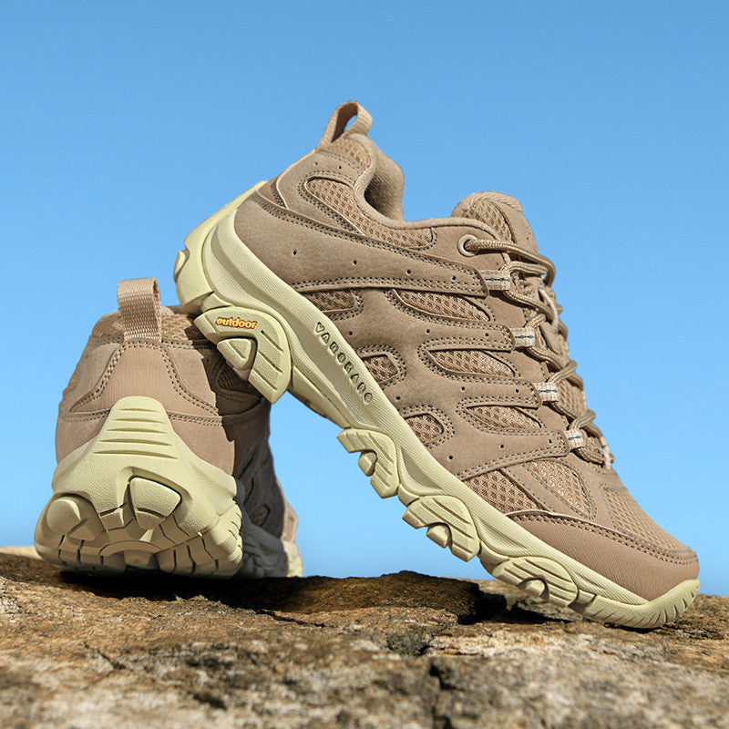 Men’s Hiking Shoes, Breathable Mesh Trail Sneakers, Non-Slip Grip Sole, Low-Top