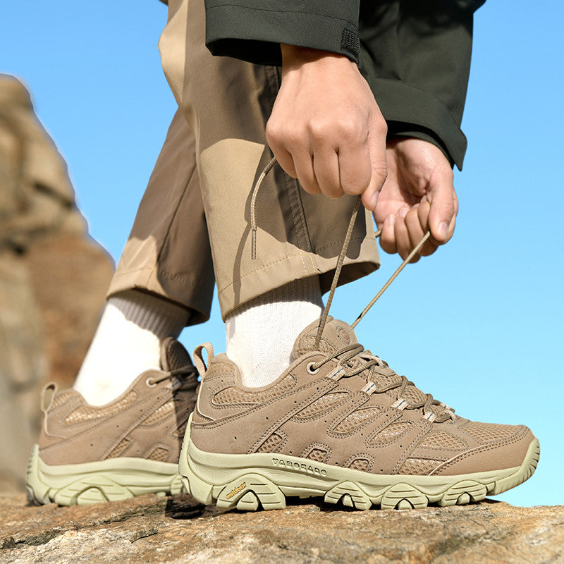 Men’s Hiking Shoes, Breathable Mesh Trail Sneakers, Non-Slip Grip Sole, Low-Top