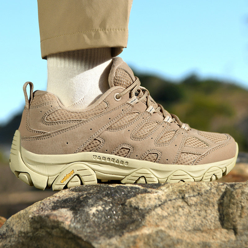 Men’s Hiking Shoes, Breathable Mesh Trail Sneakers, Non-Slip Grip Sole, Low-Top