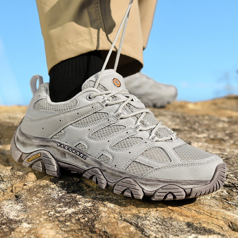 Men’s Hiking Shoes, Breathable Mesh Trail Sneakers, Non-Slip Grip Sole, Low-Top